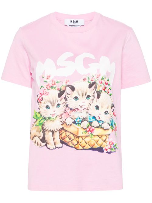 Logo-print cotton T-shirt - Pink