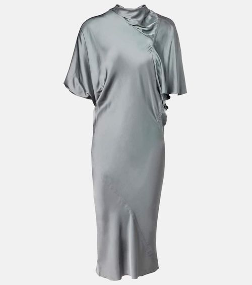 Gathered satin midi dress