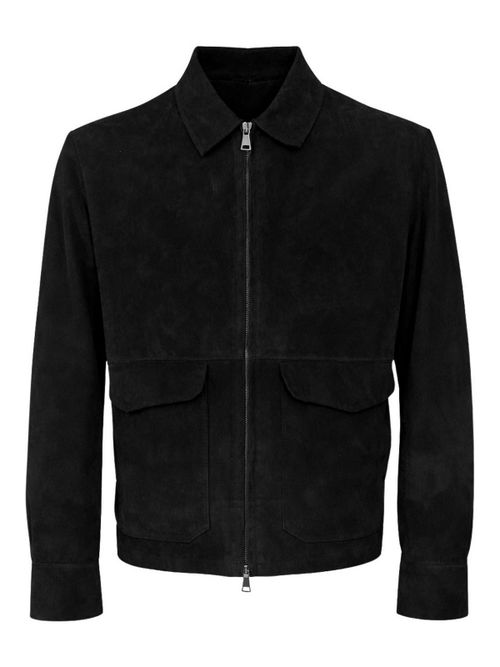 Midnight Blue Bonded Suede Jacket