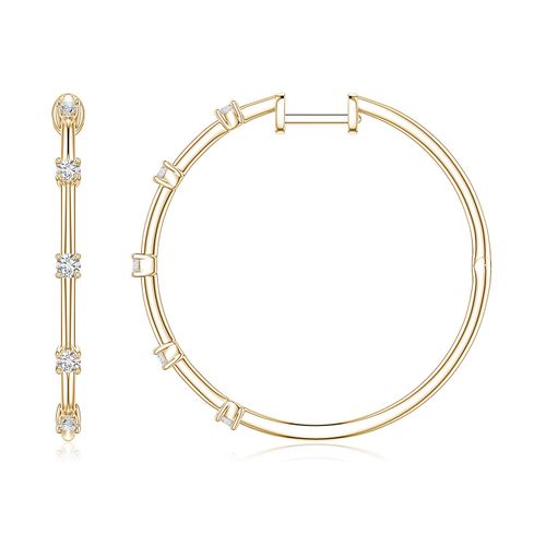 Angara 0.35 CTW Round Diamond Five-Stone Station Hoop Earrings in 18K Yellow Gold