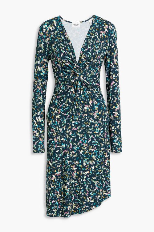 Jadiya asymmetric printed stretch-jersey dress - Blue - FR 42