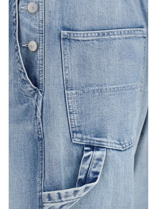 Wide-Leg Carpenter-Style Denim Jeans — Blue