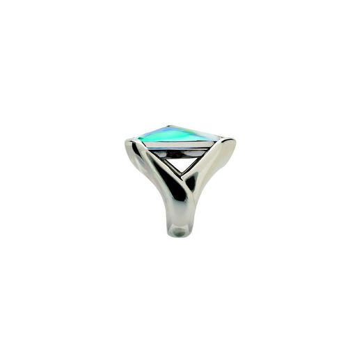 Ring Medium Silver Clear Crystal Iridescent