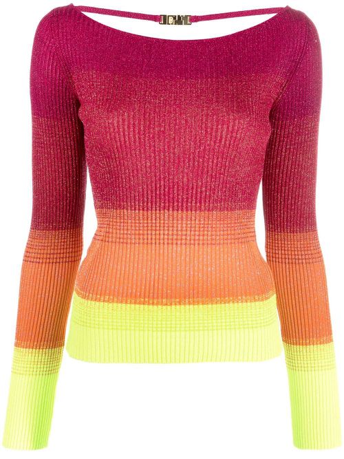Colour-block ribbed-knit jumper - Pink
