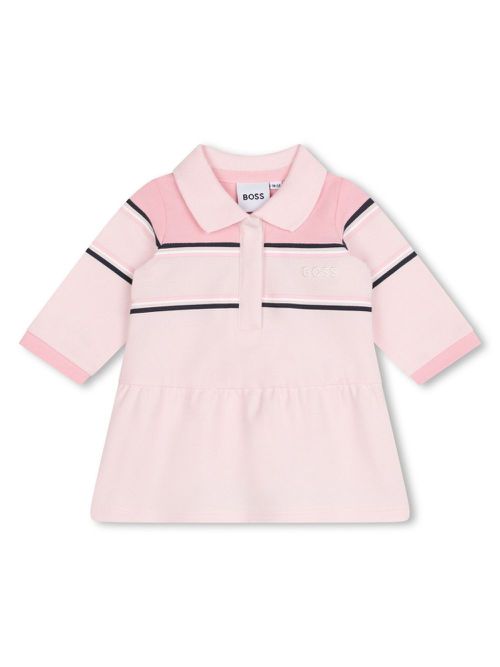 Logo-embroidered polo dress - Pink