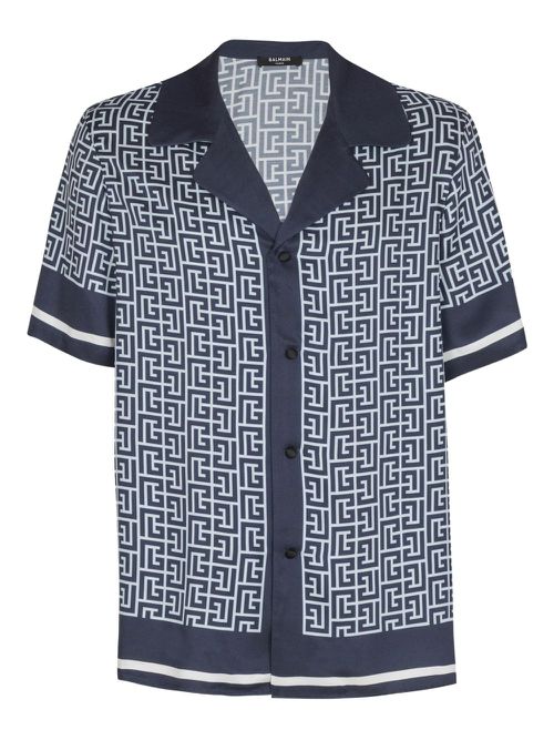 Monogram-pattern shirt - Blue