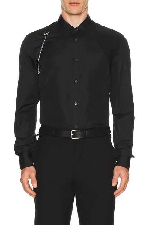 McQueen T Chain Harness Shirt in Black - Black. 15.5 also .5, 17