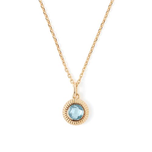 Gemstone Pendant Necklace in Swiss Blue Topaz & 18ct Gold Vermeil