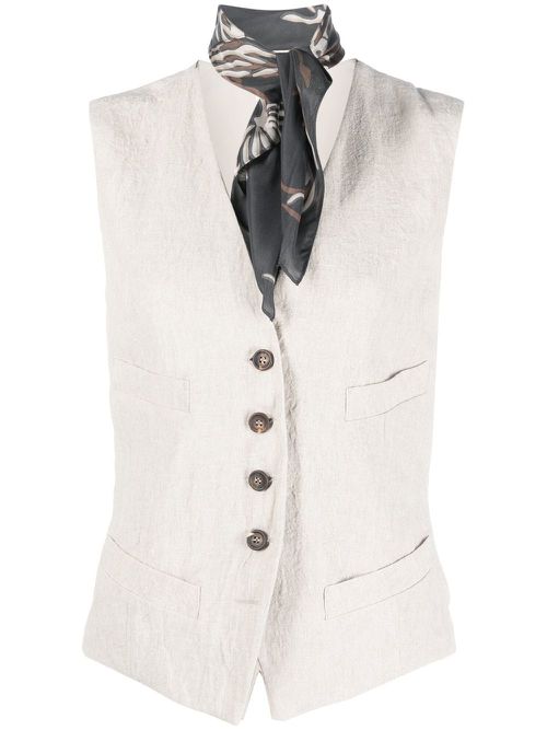 V-neck button-up waistcoat - Neutrals