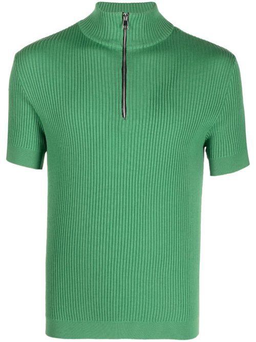 Ribbed-knit short-sleeve jumper - Green
