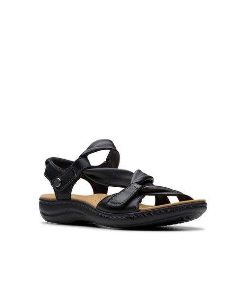 Collection Women's Laurieann Bell Round Toe Flat Sandals - Black Leather