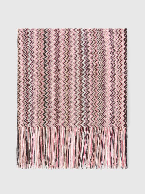 Missoni - Viscose and cotton zigzag scarf with fringes, Women, Multicoloured, : UNIC