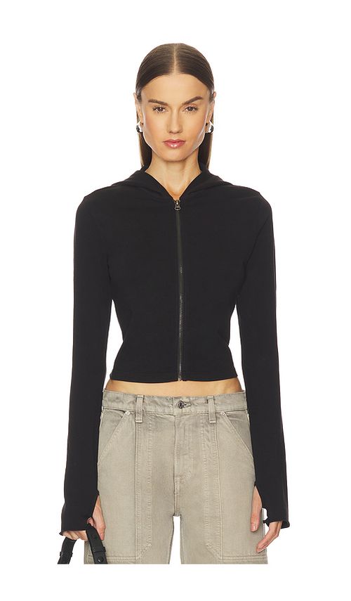 GRLFRND Shrunken Zip Hoodie in Black. XS also in S, XXS, M