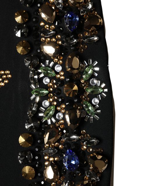 Jeweled Bead-Embellished Dress — Black