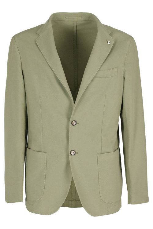 Single-Breasted Green Lyocell And Cotton Jacket