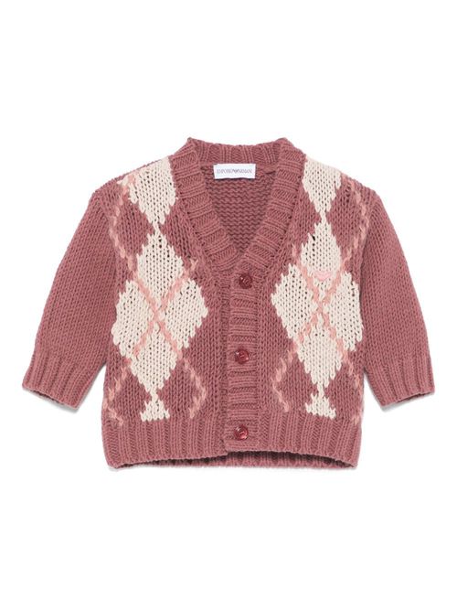 Argyle-pattern cardigan - Pink