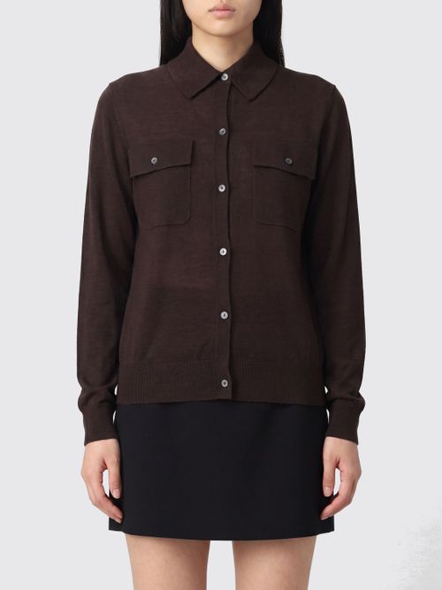 Wool, Silk and Cashmere Blend Cardigan P. A.R. O.S. H. with Patch Pockets