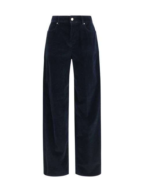 Corduroy Velvet Palazzo Trousers — Navy