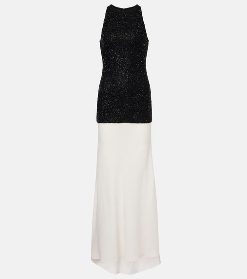 Gabrielle beaded crêpe gown