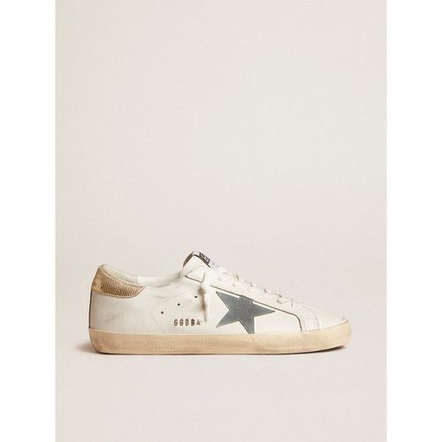 Golden Goose - Men's Super-star With Suede Star And Platinum Snake-print Leather Heel Tab, Man