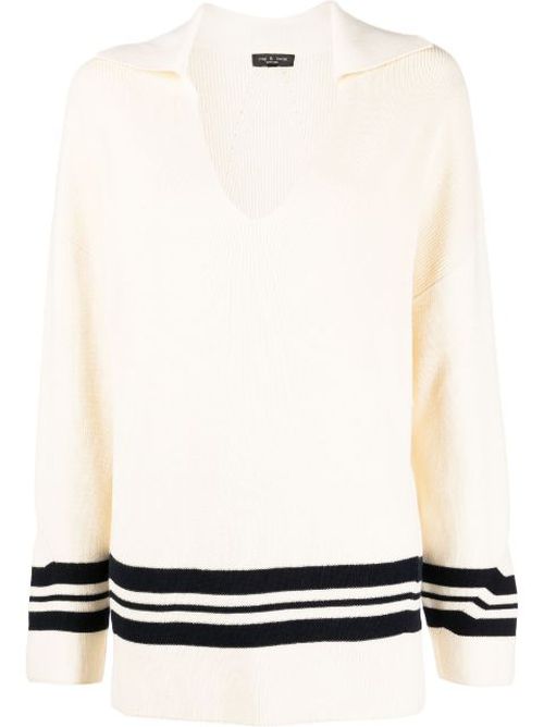 Stripe-trim oversized jumper