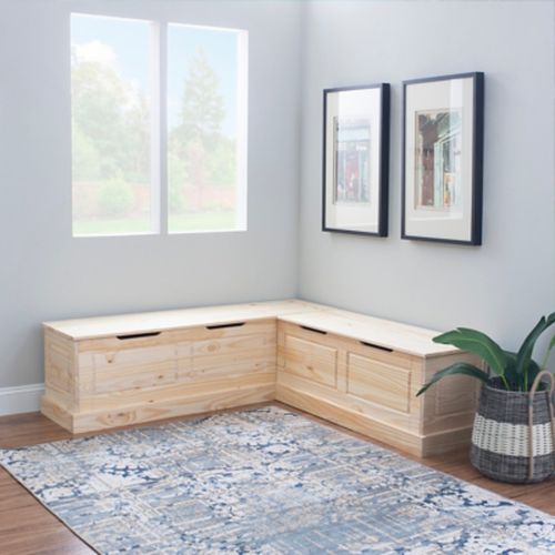 "Linon 62" Landin Backless Corner Breakfast Nook", Unfinished