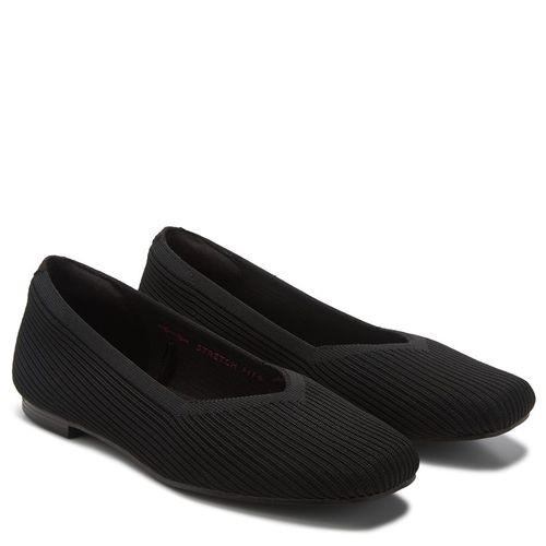 Women's Cleo Square Blissful Soul Ribbed Knit Flat Shoes (Black)