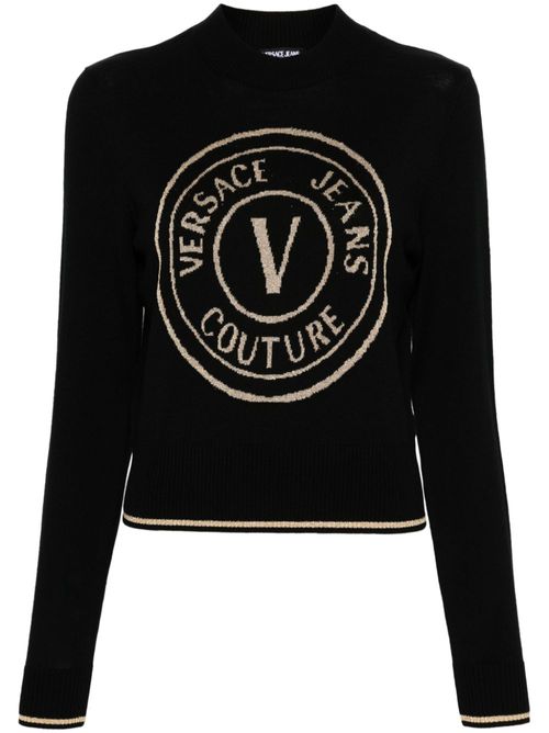 V-Emblem wool jumper - Black