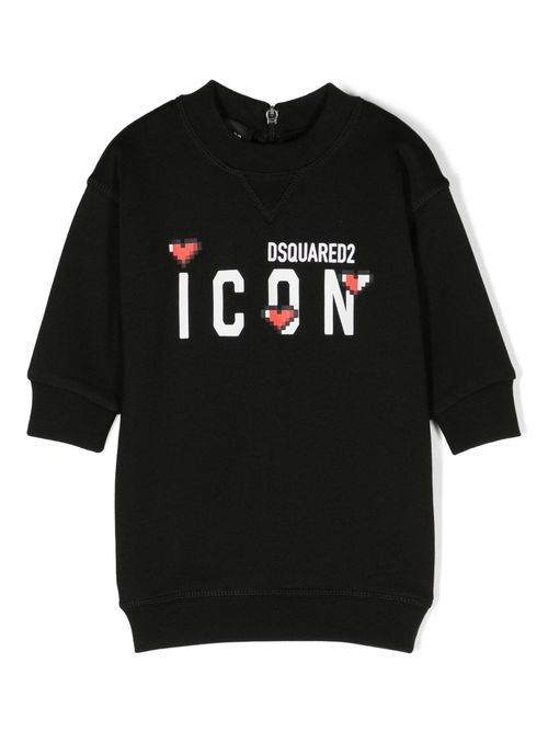 Icon-print cotton dress - Black