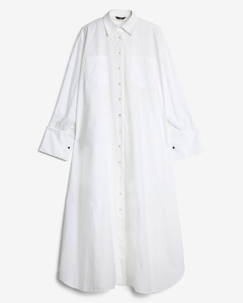 Poplin Maxi Shirtdress in White
