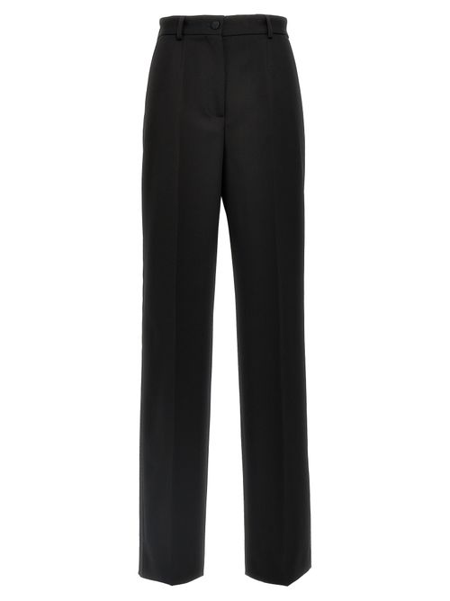 Virgin Wool Tuxedo Trousers — Black