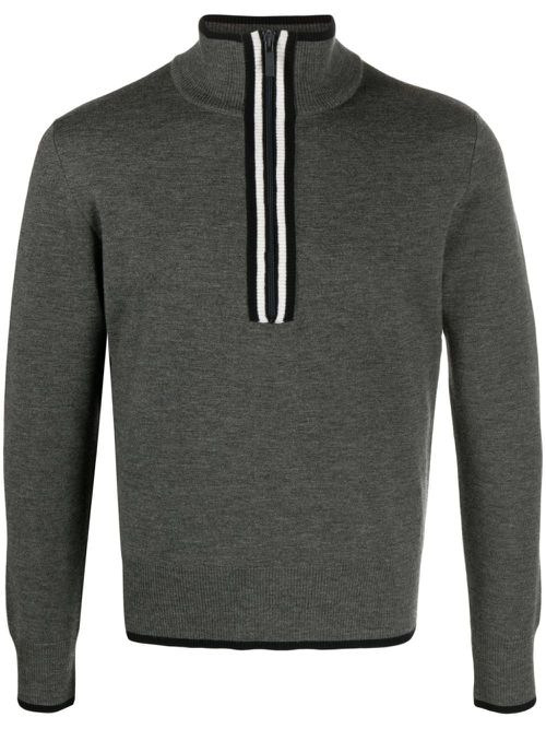 Funnel-neck half-zip jumper - Grey