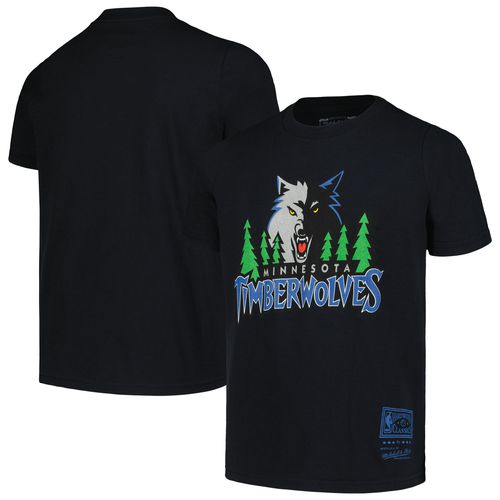 Youth Black Minnesota Timberwolves Hardwood Classics Retro Logo T-Shirt