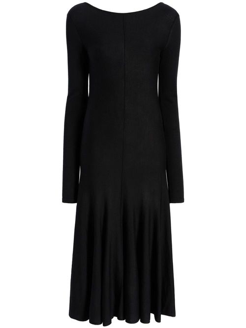 Scoop-back virgin-wool midi dress - Black