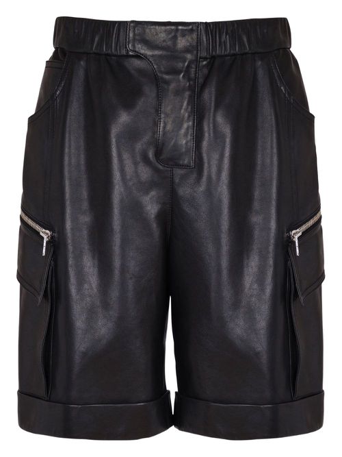 Leather cargo shorts - Black