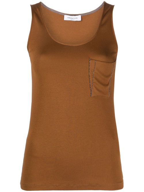Bead-embellished tank top - Brown