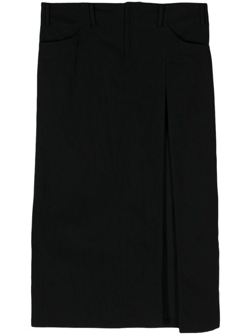 Side-slit denim maxi skirt - Black