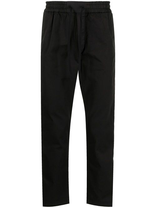 Elasticated-waist cotton-blend track trousers - Black