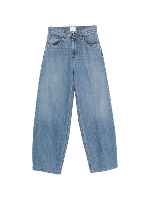 High-Rise Wide-Leg Denim Jeans — Blue