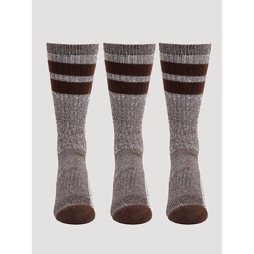Men's Wool Stripe Work Socks (3-pack) in Brown