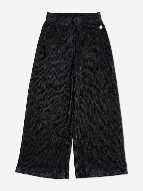 Girls Knitted Texture Flared Trousers in Black 10 Years By Childsplay Clothing