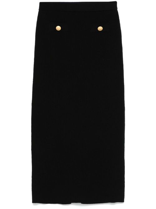 Ribbed midi skirt - Black