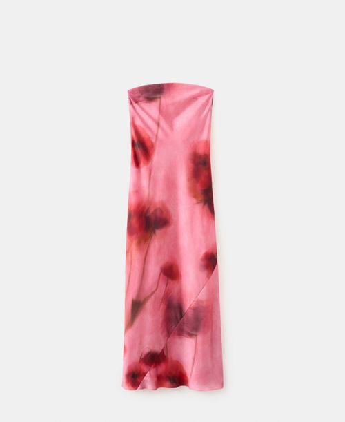Women's Strapless Floral Dress - Pastel Pink