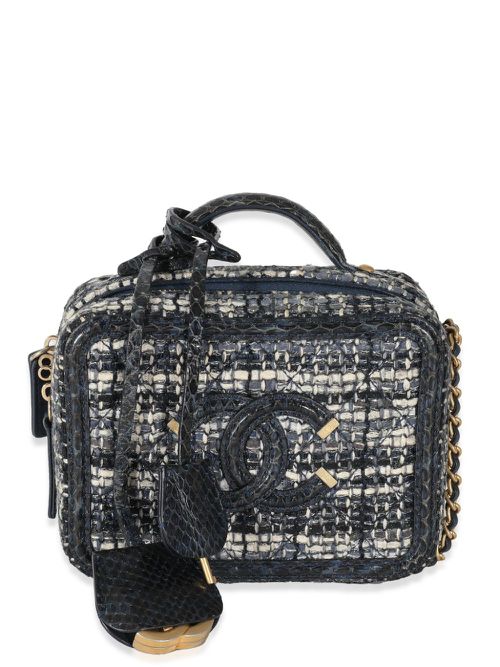Small CC Filligree tweed vanity case bag - Blue