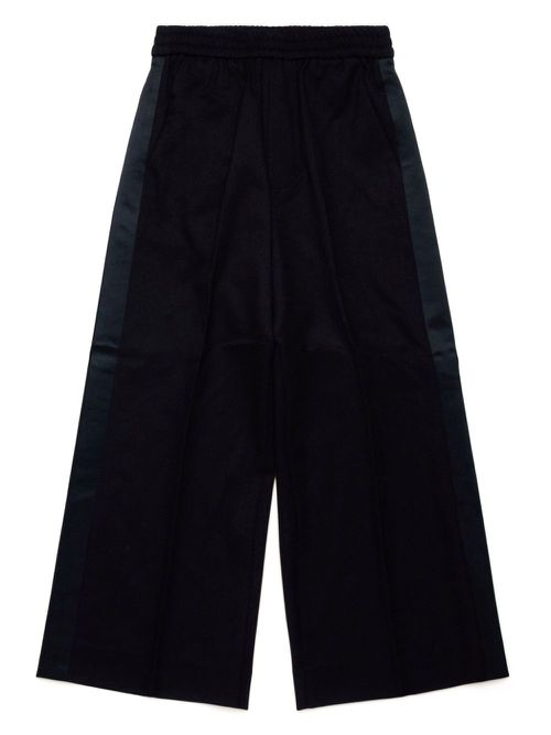 Side-stripe wide-leg trousers - Black