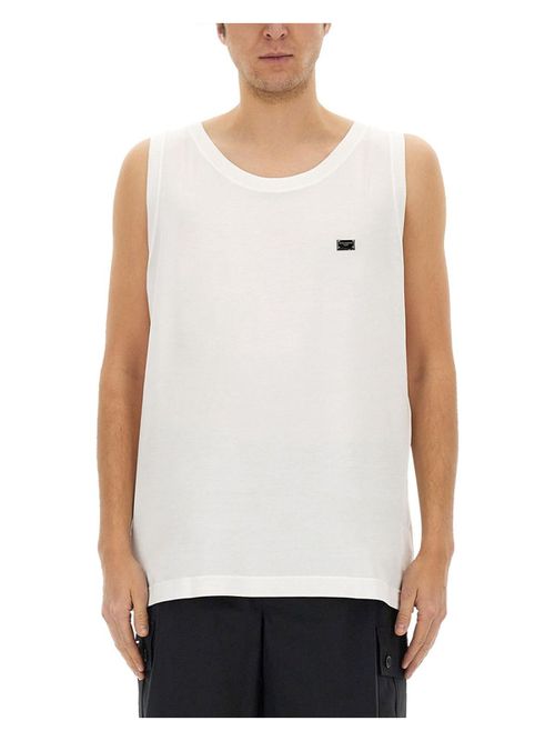 Dolce & Gabbana Men's Cotton Over Tank Top in White | Size Medium | G8QJ5T Color G7N7AW0800