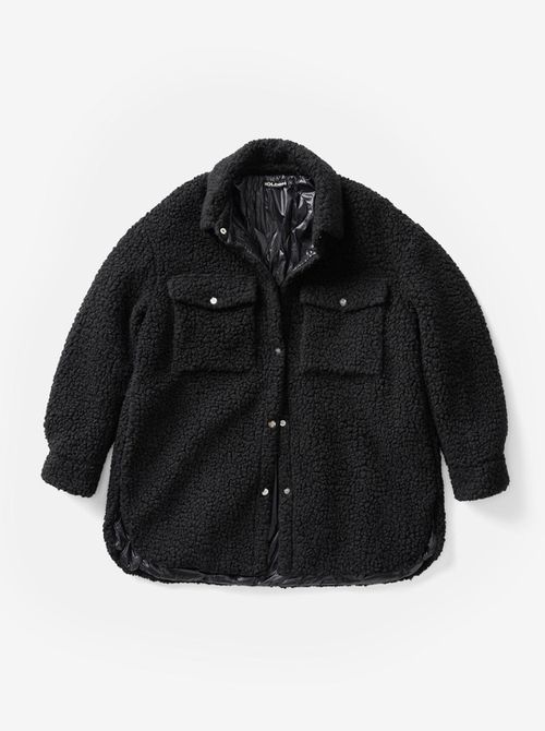 W Padded Wool Sherpa Jacket - Black