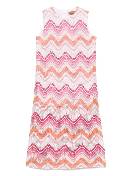 Zigzag-woven dress - White