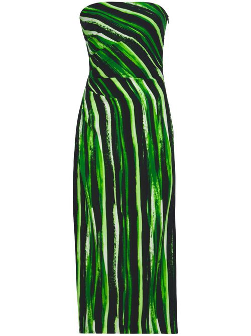 Graphic-print strapless midi dress - Green