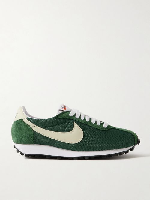 Ld-1000 Leather And Brushed Suede-trimmed Mesh Sneakers - Green